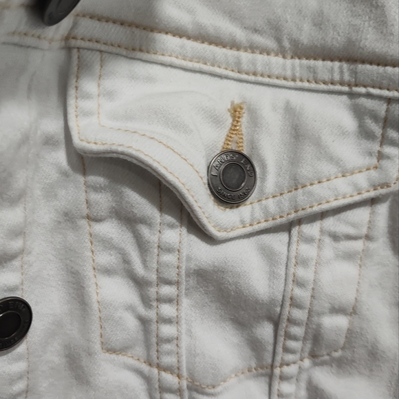 Lands' End Denim Jacket Women's Sz XS 2-4 White Button Down - super cute - Picture 2 of 5
